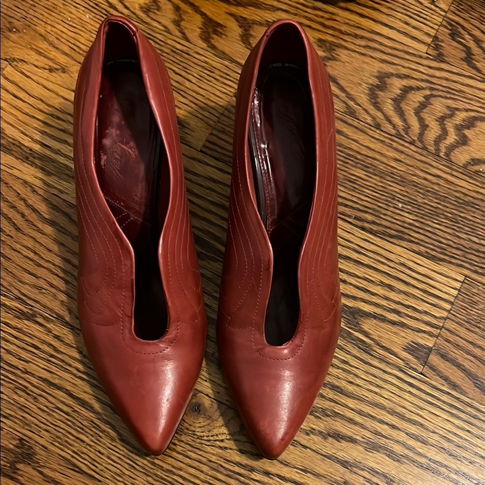 All Saints. Elegant Women's Leather Shoes in Rich Red